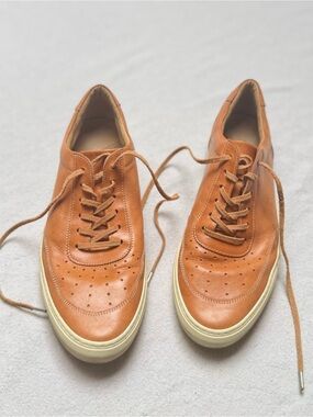 Polyforma Italian Leather Sneakers Cognac Tan Lace Up Shoes Men's EU 44 US 11